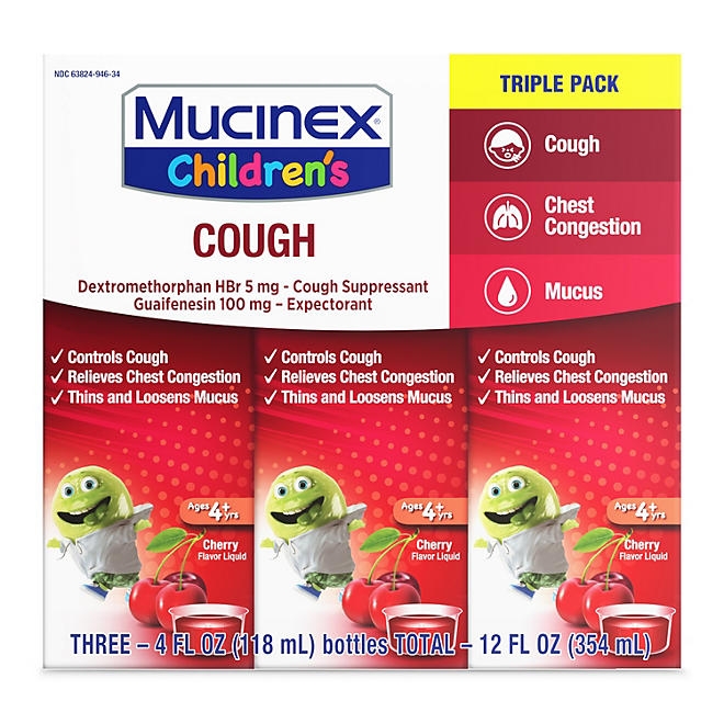 Mucinex Children's Liquid Cold & Cough Medicine, Cherry 4 fl. oz., 3 pk. - Image 2