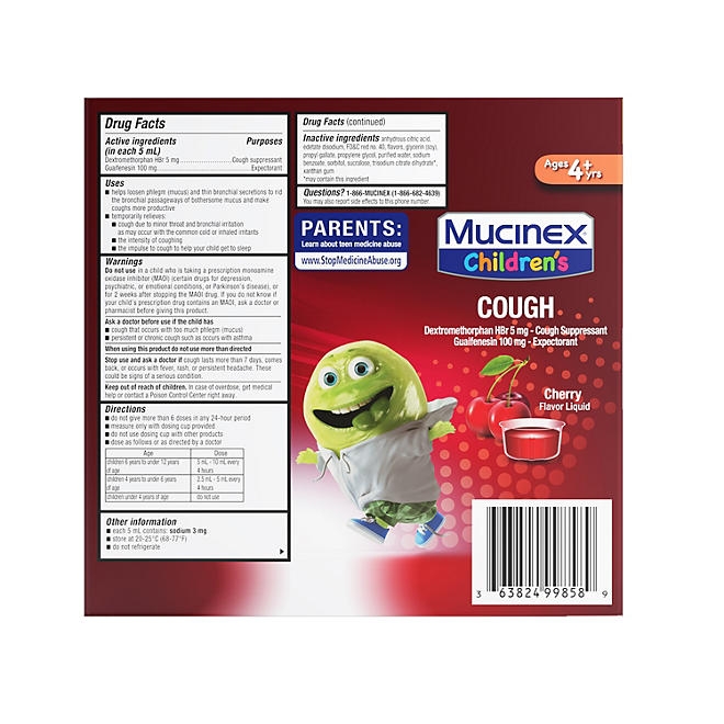 Mucinex Children's Liquid Cold & Cough Medicine, Cherry 4 fl. oz., 3 pk. - Image 3