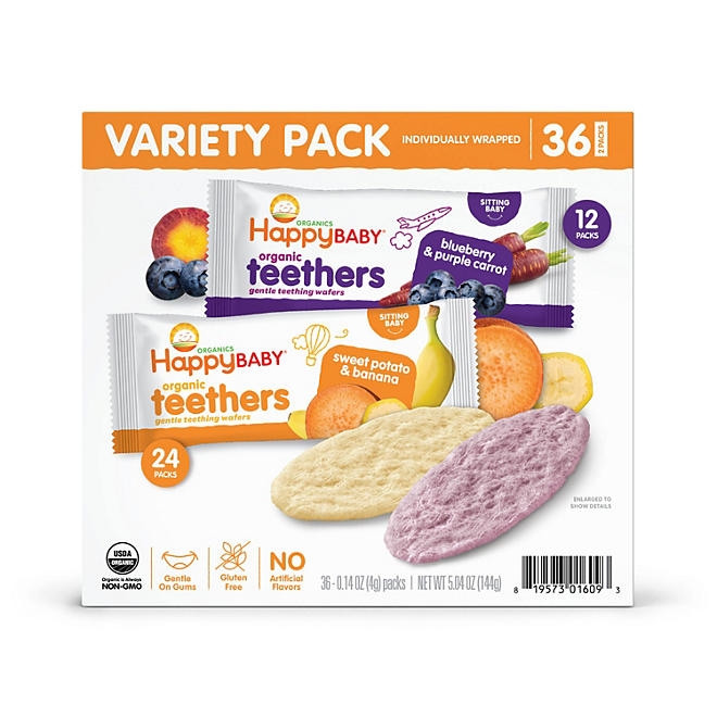 HappyBABY Organics Teething Wafers, Variety Pack, 36 ct. - Image 2