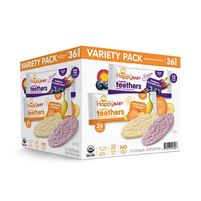 HappyBABY Organics Teething Wafers, Variety Pack, 36 ct. - Image 7