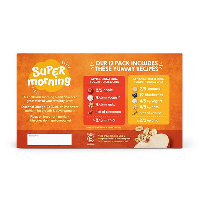 HappyTOT Organics Super Morning Pouch, Apple Cinnamon and Blueberry Banana Variety Pack, 12 ct., 4 oz. - Image 6