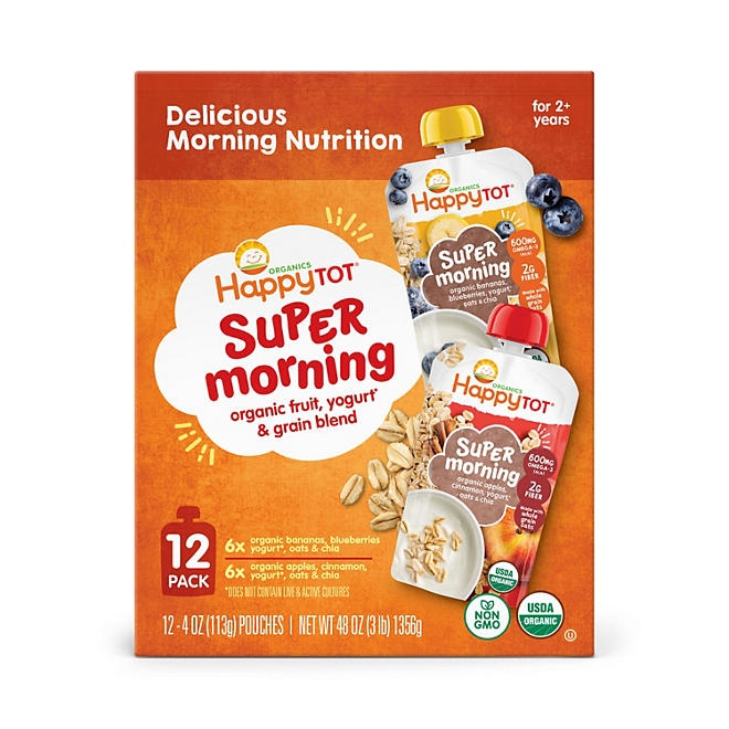 HappyTOT Organics Super Morning Pouch, Apple Cinnamon and Blueberry Banana Variety Pack, 12 ct., 4 oz. - Image 9