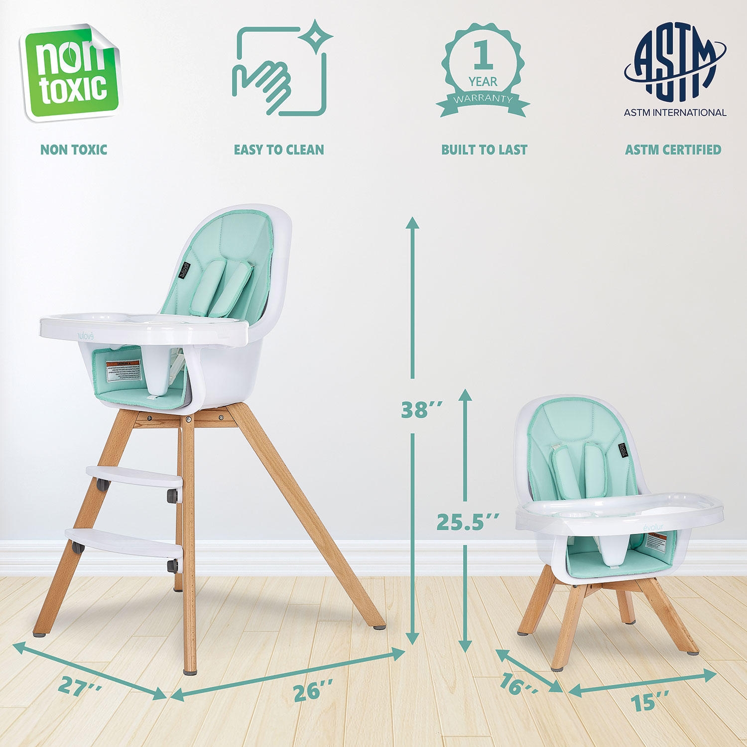 Evolur Multifunctional Zoodle High Chair, Choose Color - Image 5