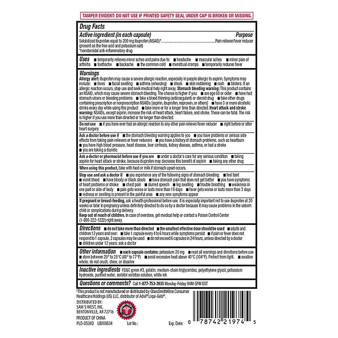 Member's Mark Ibuprofen Softgels, 200 mg, 400 ct. - Image 3