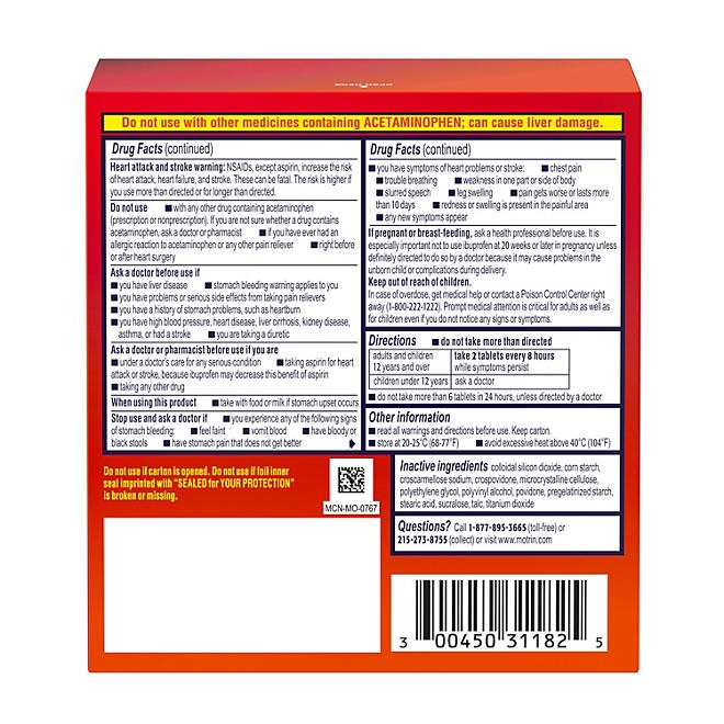 Motrin IB Pain Reliever Caplets, 200 mg. Ibuprofen, 300 ct. - Image 9