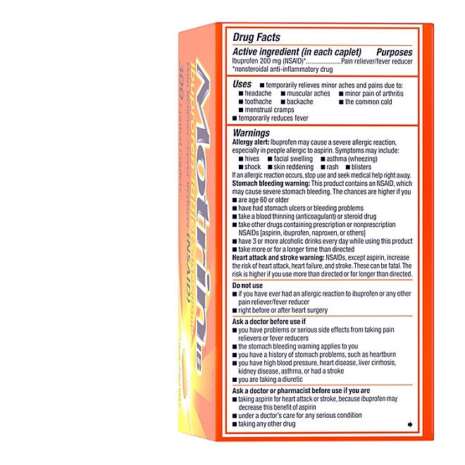 Motrin IB Pain Reliever Caplets, 200 mg. Ibuprofen, 300 ct. - Image 10