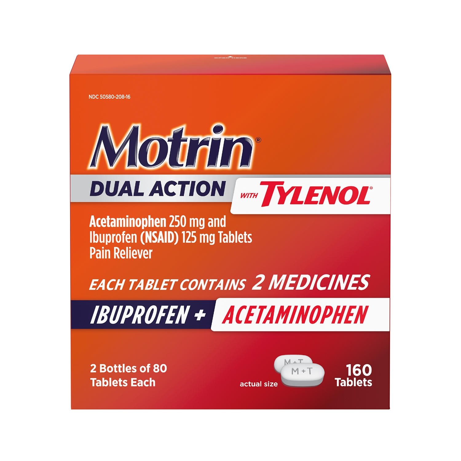 Motrin Dual Action with Tylenol, Ibuprofen and Acetaminophen, 160 ct.