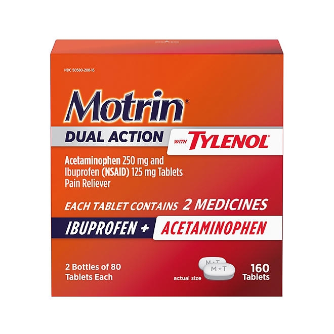 Motrin Dual Action with Tylenol, Ibuprofen and Acetaminophen, 160 ct. - Image 2
