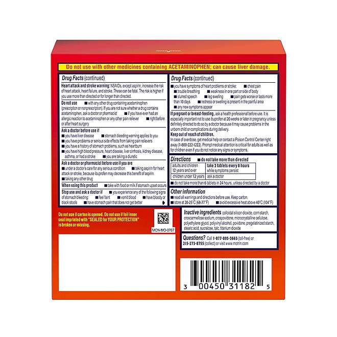 Motrin Dual Action with Tylenol, Ibuprofen and Acetaminophen, 160 ct. - Image 5