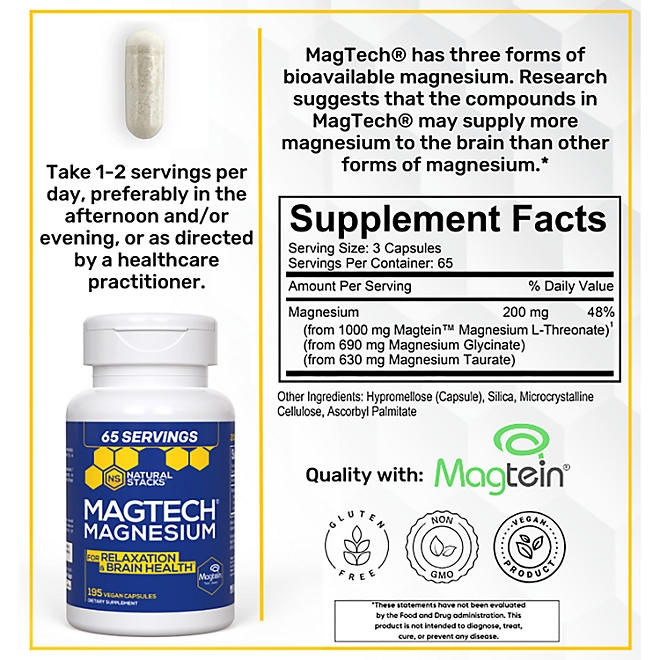 Natural Stacks MagTech Magnesium Capsules, 195 ct. - Image 4