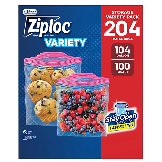 Ziploc Gallon & Storage Quart Bags with New Stay Open Design, 204 ct. - Image 2