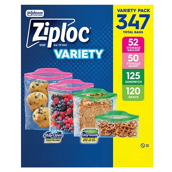 Ziploc Easy Open Bags Variety Pack with New Stay Open Design, 347 ct. - Image 2