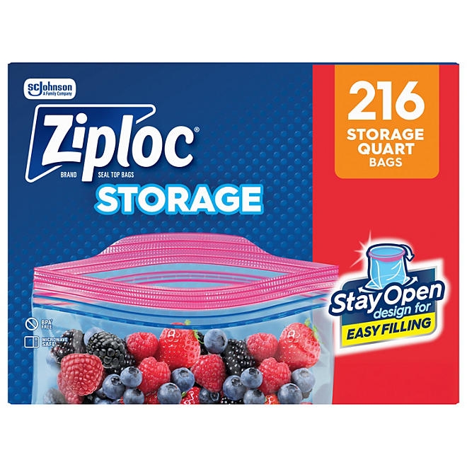 Ziploc Storage Quart Bags with New Stay Open Design, 216 ct. - Image 2