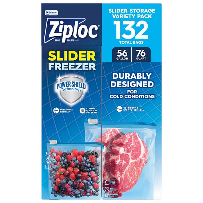 Ziploc Slider Freezer Bags, Variety Pack, 132 ct. - Image 2