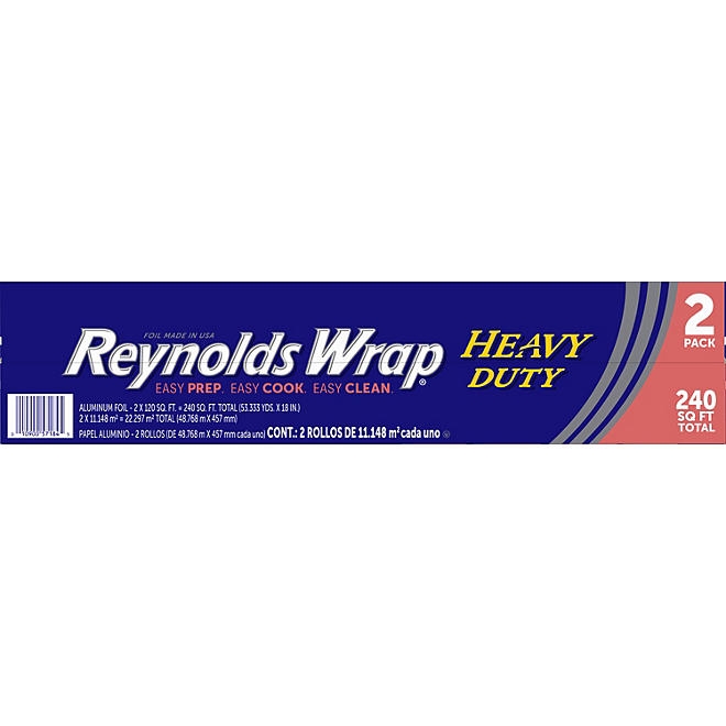 Reynolds Wrap Heavy Duty 18" Aluminum Foil, 120 sq. ft., 2 pk. - Image 2
