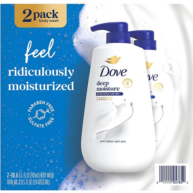 Dove Deep Moisture Body Wash with Pump, 30.6 fl. oz., 2 ct. - Image 2