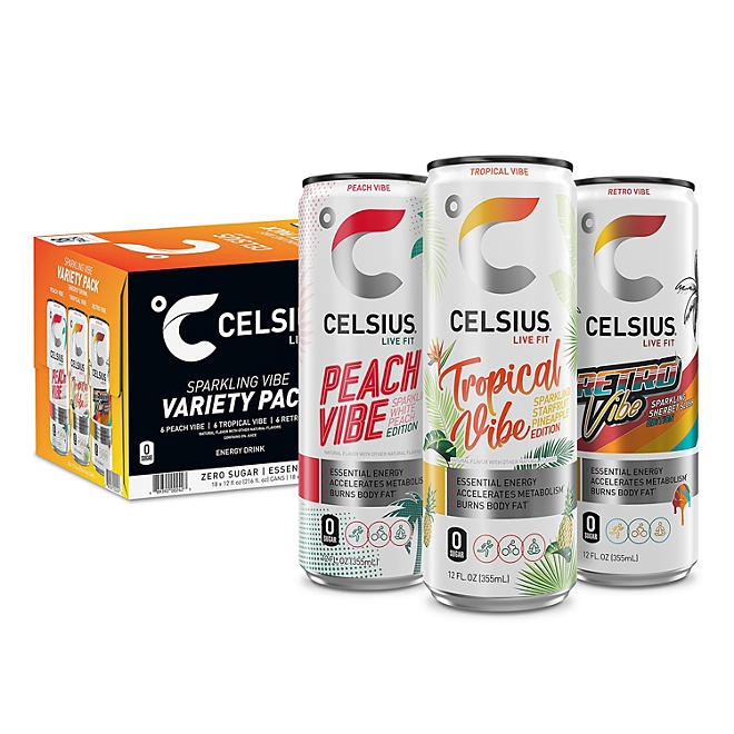 Celsius Live Fit Sparkling Vibe Variety Pack 12 fl. oz., 18 pk. - Image 2