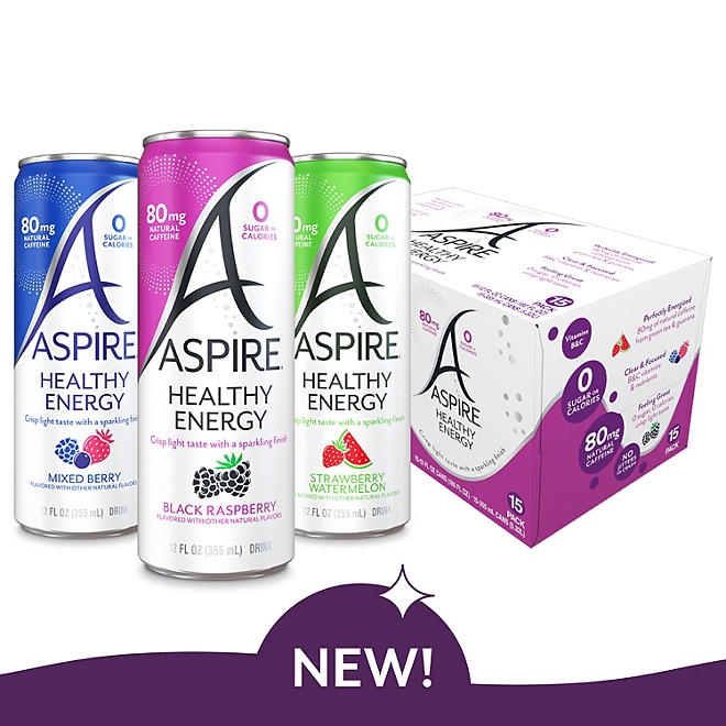 Aspire Healthy Energy Drinks Variety Pack, 12 fl. oz., 15 pk. - Image 2