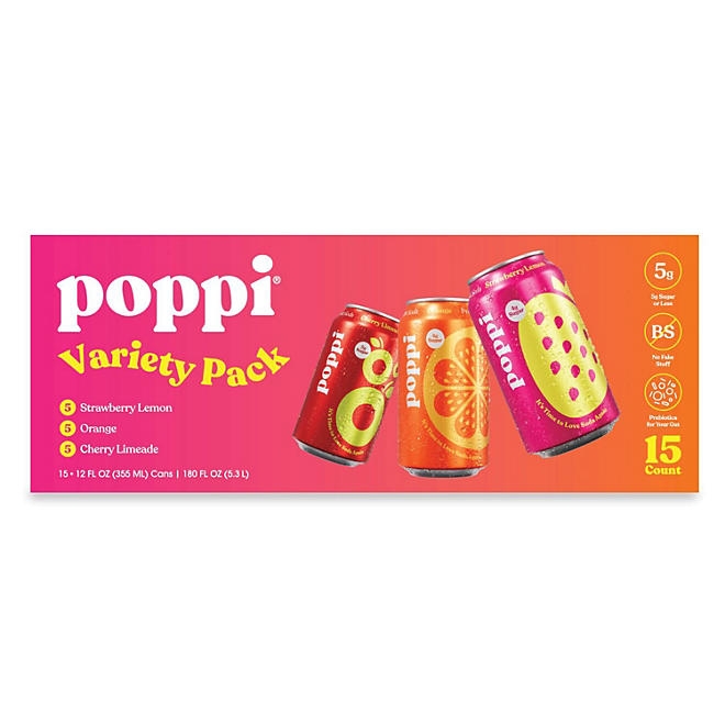 poppi Prebiotic Soda Fruit Variety Pack 12 fl. oz., 15 pk. - Image 2