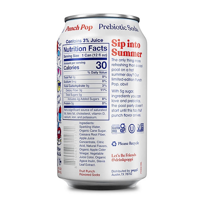 poppi Prebiotic Soda Punch Pop 12 fl. oz., 15 pk. - Image 3