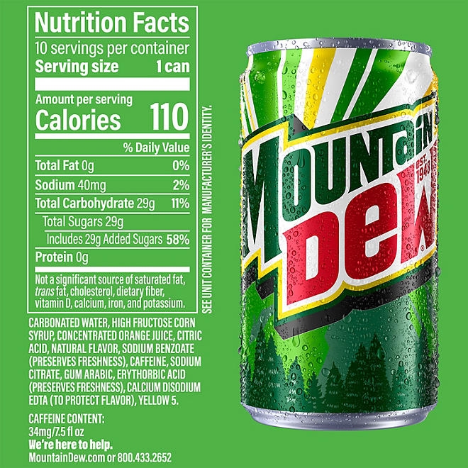 Mountain Dew Original Mini Cans, 7.5 fl. oz., 30 pk. - Image 3