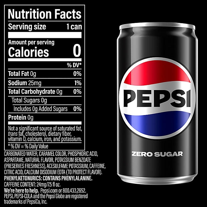 Pepsi Zero Sugar Mini Cans, 7.5 fl. oz., 30 pk. - Image 3