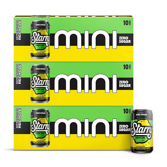 Starry Zero Sugar Lemon Lime Soda Mini Cans, 7.5 fl oz., 30 pk. - Image 2