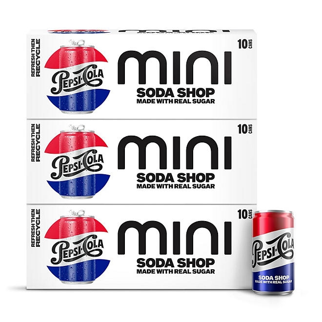 Pepsi Soda Shop Made With Real Sugar Mini Cans, 7.5 fl. oz., 30 pk. - Image 2