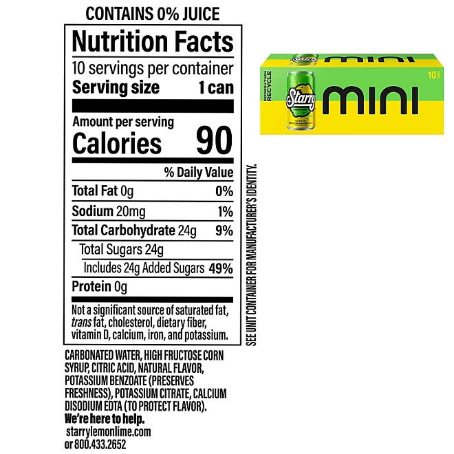 Starry Mini Cans Lemon Lime, 7.5 fl. oz., 30 pk. - Image 3