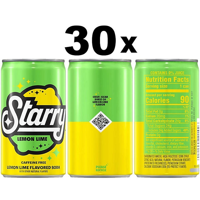 Starry Mini Cans Lemon Lime, 7.5 fl. oz., 30 pk. - Image 4