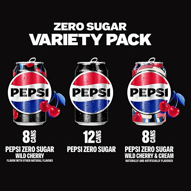 Pepsi Zero Sugar Soda Cola Variety Pack 12 fl. oz., 28 pk. - Image 4