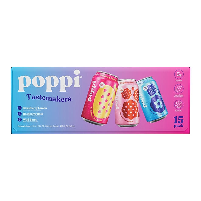 poppi Prebiotic Soda Tastemakers Variety 12 fl. oz., 15 pk - Image 2