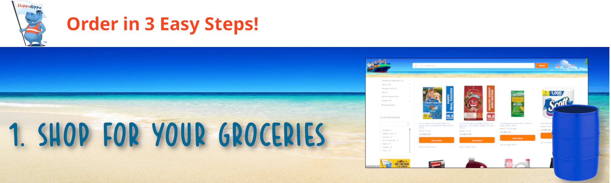 Step 1 of Three easy steps to ordering your barrel! | Shippo Hippo | https://shippohippo.com